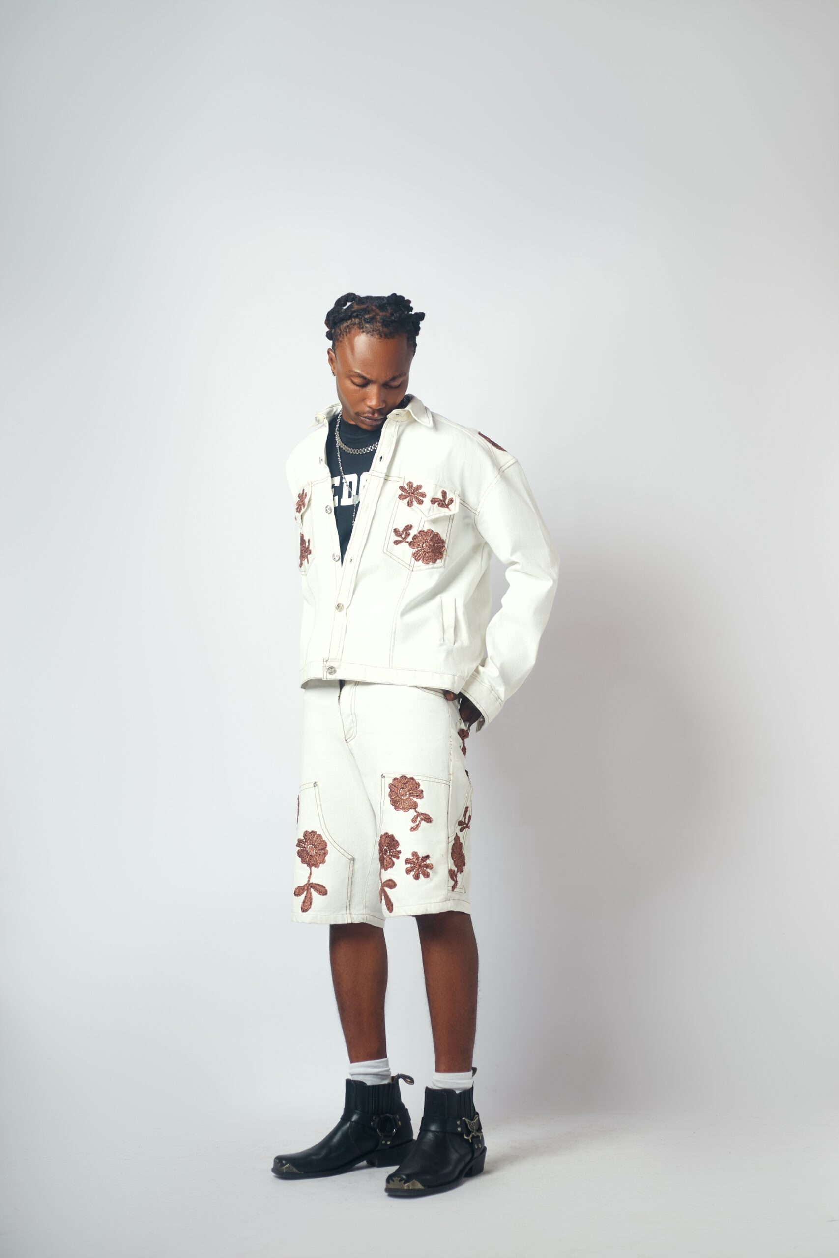 DESERT BLOOM BEIGE DENIM JACKET AND JORT  (TWO PIECE)